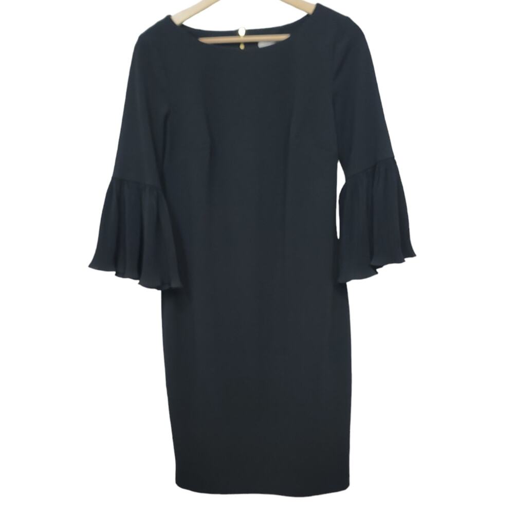 Calvin Klein Black 3/4 Bell Sleeve Sheath Dress Womens Size XS Petite